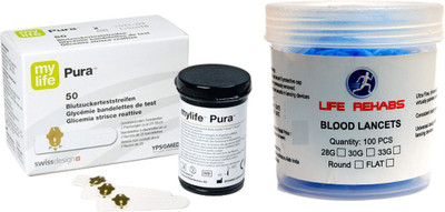 

My Life Pura 50 Strips With Life Rehabs 100 Lancets Health Care Appliance Combo