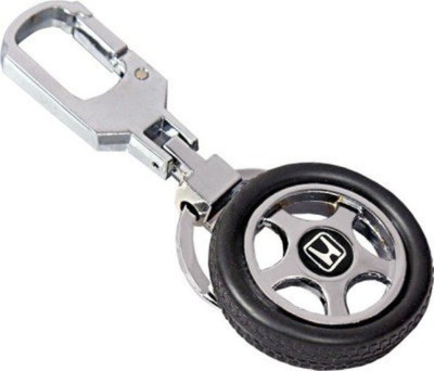 

Mahvi Toys Rotating Tyre Shaped Logo Keyring with Metal Locking Key Chain