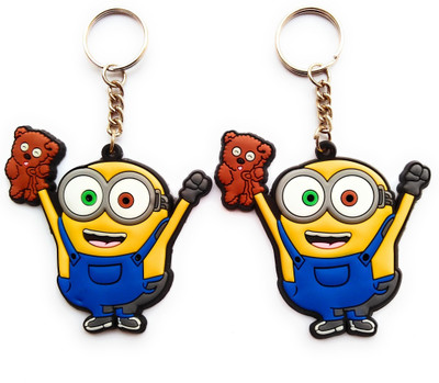 

HatsOff Minions Cartoon Key chain Rubber Key Ring ( Pack Of 2 ) Key Chain