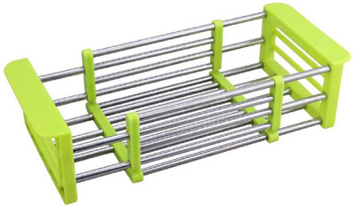 

Onmall Kitchen Sink Dish Drainer Drying Rack - Crockery - Vegetable Wash - Utensils Drain, Steel, Plastic Kitchen Rack(Multicolor)