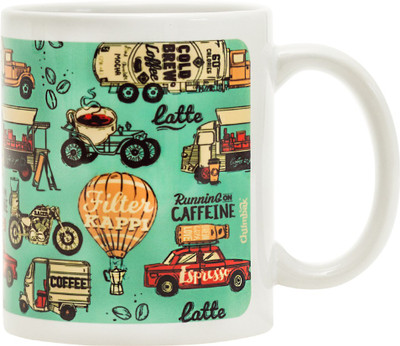 

Chumbak Running On Caffeine Ceramic Mug(300 ml), Multicolor