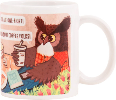 

Chumbak Owl About Ceramic Mug(300 ml), Multicolor