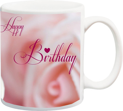 

Stylotrendz Happy Birthday Pink Beautiful Print Coffee Ceramic Mug(325 ml), Multicolor