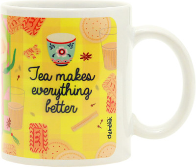 

Chumbak Tea-Time Ceramic Mug(300 ml), Multicolor