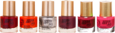 

Aroma Care Matte Nail Polish Red-Orange-Silver-Brown-Brown-Peach(Pack of 6)
