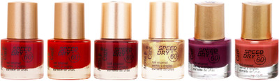 

Aroma Care Matte Nail Polish Red-Red-Maroon-Golden-Plum-Brick Orange(Pack of 6)