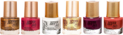 

Aroma Care Matte Nail Polish Golden-Mauve-White-Golden-Plum-Brick Orange(Pack of 6)