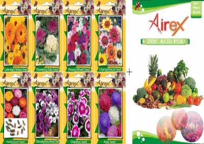 Airex Calendula Yellow, Flowering Kale, Petunia Mixed, Chyrsantheum, Helichrysum, Dimorphotheca Mixed, Dianthus, and Aster Seed(20 per packet)