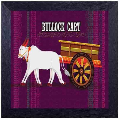 

bullock cart Photographic Paper(14 inch X 14 inch, Framed)