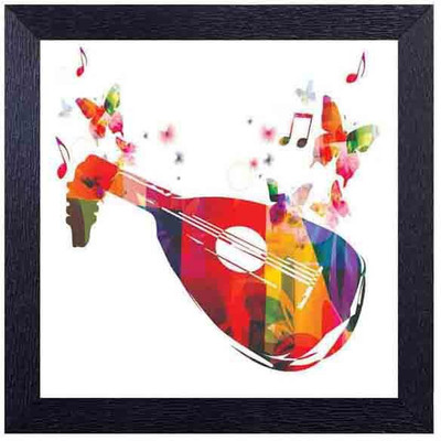 

guitar with butterflies Photographic Paper(14 inch X 14 inch, Framed)