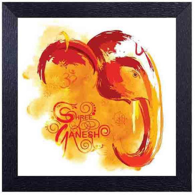 

Shri Ganesha with his trunk Photographic Paper(14 inch X 14 inch, Framed)