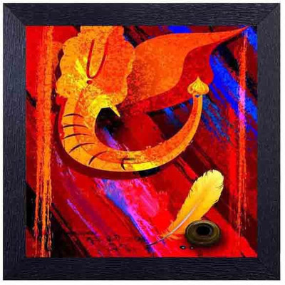 

lord Ganesha with the wisdom leaf Photographic Paper(14 inch X 14 inch, Framed)