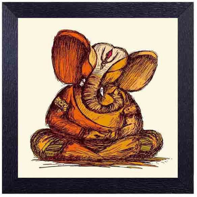 

Lord ganesha in meditation mode Photographic Paper(14 inch X 14 inch, Framed)