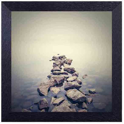 

pebbles showing way in the ocean Photographic Paper(14 inch X 14 inch, Framed)