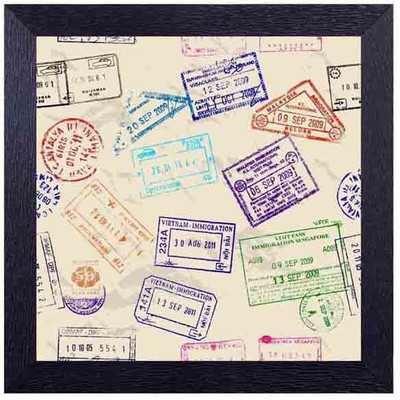 

stamps with travel date Photographic Paper(14 inch X 14 inch, Framed)