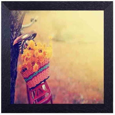 

bicycle with flower basket Photographic Paper(14 inch X 14 inch, Framed)