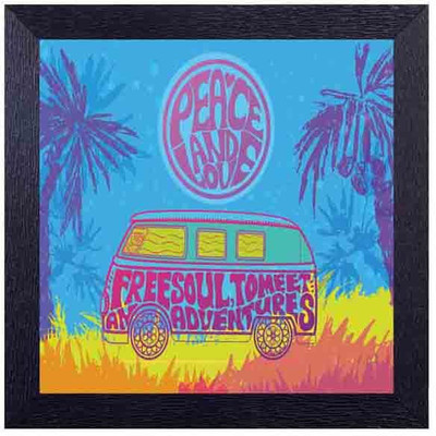 

peace and love free soul to meet an adventure Photographic Paper(14 inch X 14 inch, Framed)