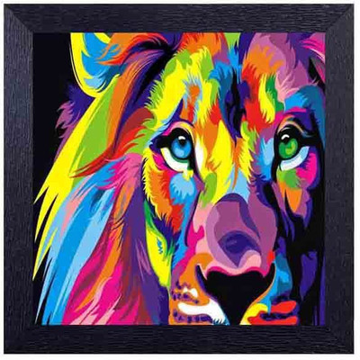 

Lion with vibrant colours Photographic Paper(14 inch X 14 inch, Framed)