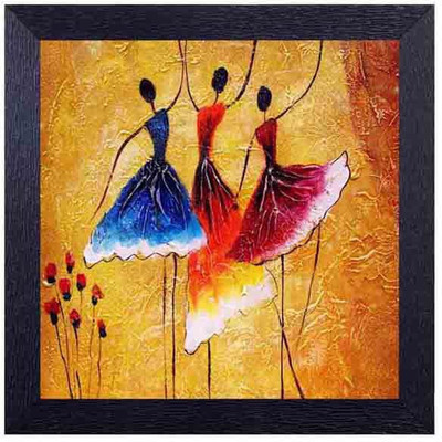 

dancing lady in floral backdrop Photographic Paper(14 inch X 14 inch, Framed)
