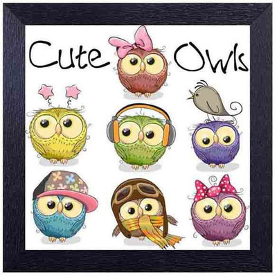 

cute owls Photographic Paper(14 inch X 14 inch, Framed)