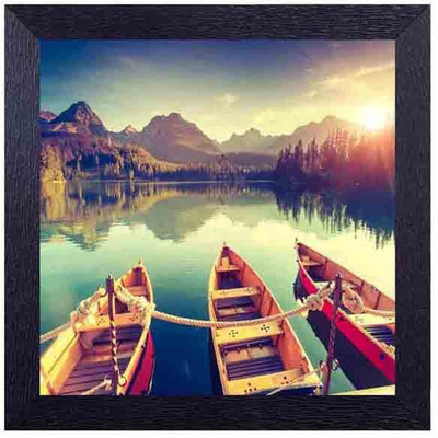 

boats and the mountains Photographic Paper(14 inch X 14 inch, Framed)
