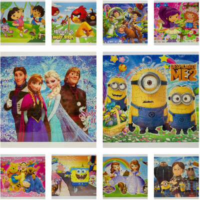 

Shopkooky Specially Designed Attractive And Stylish Random and Mixed Cartoon Puzzles (10*15*10 INCH) For Kids Children Boys Girls Best for Return Gift | Birthday Gifts Online- pack of 12(50 Pieces)
