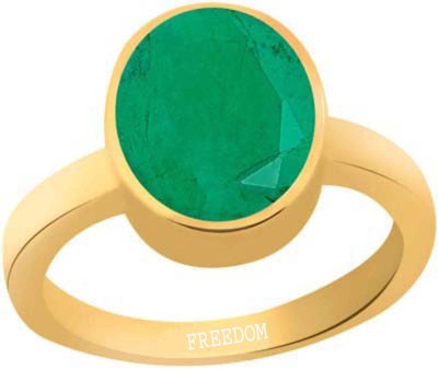 freedom Natural Certified Emerald (Panna) Gemstone 5.25 Ratti or 4.78 Carat for Male & Female Panchdhatu 22K Gold Plated Alloy Emerald Ring
