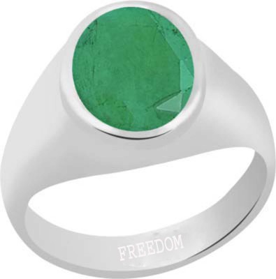 freedom Natural Certified Emerald (Panna) Gemstone 3.25 Ratti or 2.96 Carat for Male Sterling Silver Emerald Ring