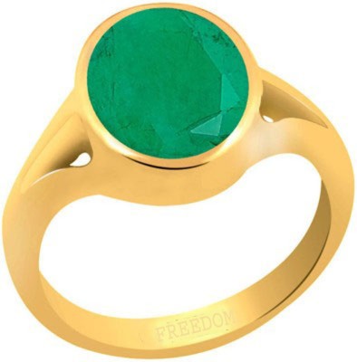 freedom Natural Certified Emerald (Panna) Gemstone 3.25 Ratti or 2.96 Carat for Male & Female Panchdhatu 22K Gold Plated Alloy Emerald Ring