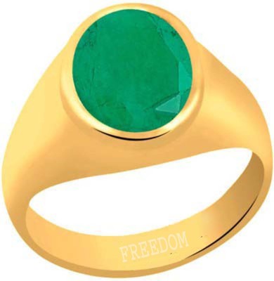 freedom Natural Certified Emerald (Panna) Gemstone 3.25 Ratti or 2.96 Carat for Male Panchdhatu 22K Gold Plated Alloy Emerald Ring