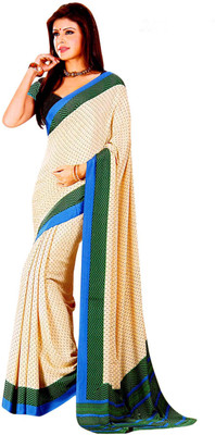 

Vardan Prints Printed Bollywood Crepe Saree(Blue, Beige), Beige;blue