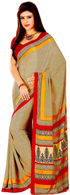

Vardan Prints Printed Bollywood Crepe Saree(Red, Brown), Brown;red
