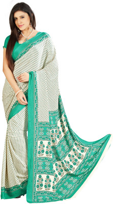 

Vardan Prints Printed Bollywood Crepe Saree(Green, White)