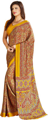 

Vardan Prints Printed Fashion Crepe Saree(Yellow, Red), Red;yellow