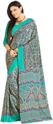 

Vardan Prints Printed Fashion Crepe Saree(Blue)