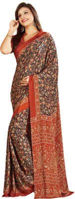 

Vardan Prints Printed Bollywood Crepe Saree(Brown)
