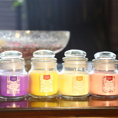 

Lighthaus Set of 4 Richly Scented Jar Candles in Breathtaking Range of Aromas | Vanilla Caramel, Midnight Jasmine, English Rose & Lavender Fields(800 g)