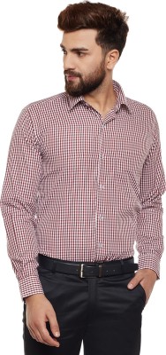 Hancock Men Checkered Formal Maroon Shirt