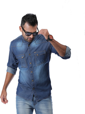 RODID Men Solid Casual Blue Shirt