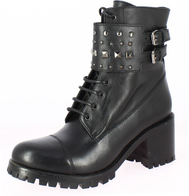 

Saint G Black Leather Womens Ankle Boots For Women(Black