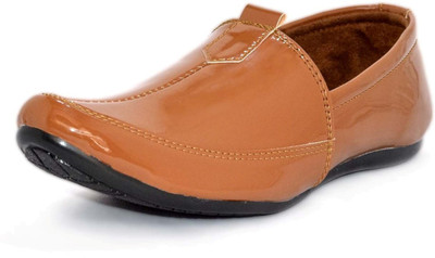 

Blue Pop Mens And Boys Patent Leather PVC Sole Loafers Tan Color Casuals For Men(Tan