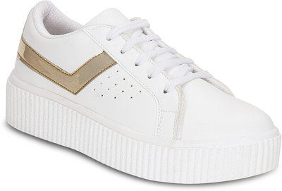 

Kielz Gold-Women-Lace-Ups-Sneakers Sneakers For Women(Gold, White