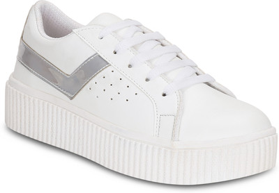 Kielz Silver-Women-Lace-Ups-Sneakers Sneakers For Women(Silver