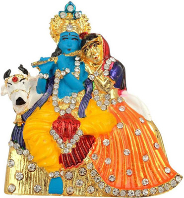 

Smstraders Sitting God Cow Radha Krishna Decorative Showpiece - 7 cm(Alloy, Multicolor)
