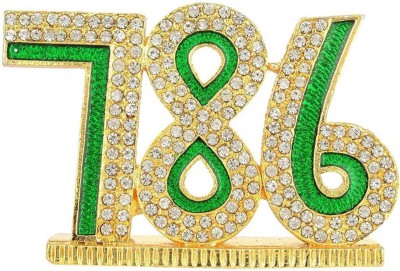 SmsTraders Gifts 786 Idol Decorative Showpiece  -  5 cm(Gold Plated, Green, Gold)