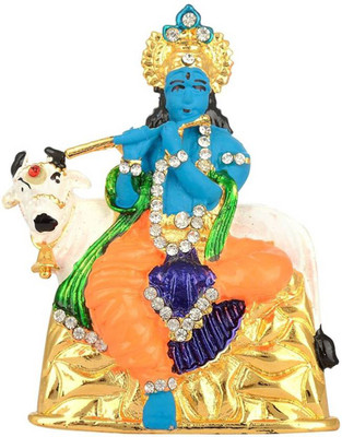 

Smstraders God Sitting Cow Krishna Decorative Showpiece - 7 cm(Alloy, Multicolor)