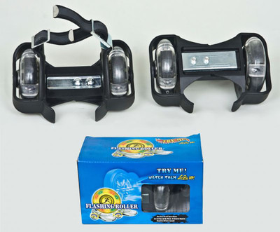

Kyachaiyea FLASHING ROLLER SKATE Quad Roller Skates - Size 12-16 UK(Black)