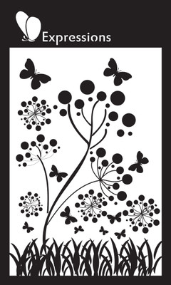 expressions craft stamps Garden Floral spray EST6022 Hand made Design Stencil(Pack of 1, Art Sencil)