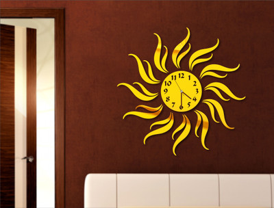 

Naveed Arts  Acrylic wall clock Sticker(Pack of 1, Golden mirror