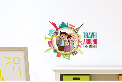 

Asian Paint  Wall Ons Chhota Bheem Travel Around the World (PVC Vinyl, 50.80 cm x 33.02 cm) Sticker(Pack of 1, Multicolor